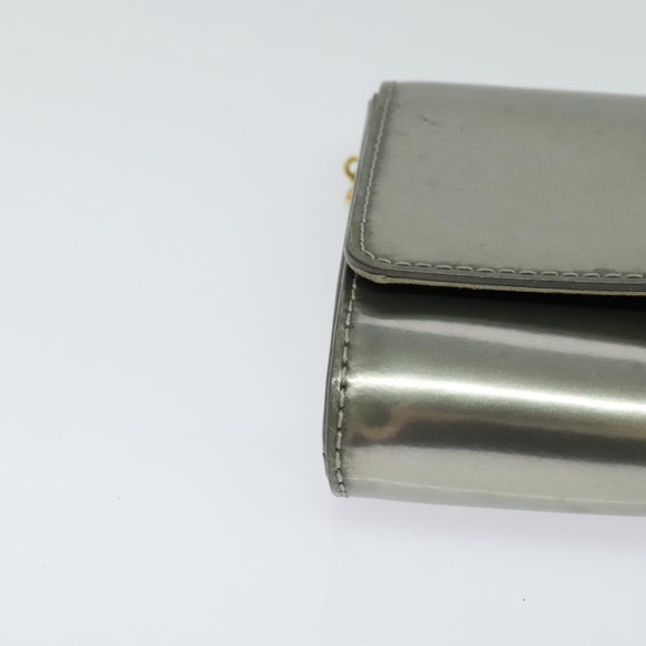 LOUIS VUITTON Vernis Pochette Louise PM Clutch Bag Silver LV Auth BD1178