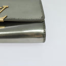 LOUIS VUITTON Vernis Pochette Louise PM Clutch Bag Silver LV Auth BD1178-15