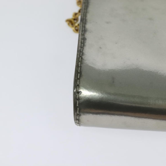 LOUIS VUITTON Vernis Pochette Louise PM Clutch Bag Silver LV Auth BD1178