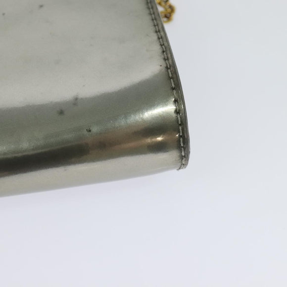 LOUIS VUITTON Vernis Pochette Louise PM Clutch Bag Silver LV Auth BD1178