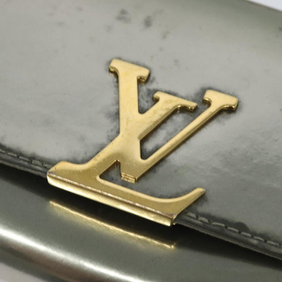 LOUIS VUITTON Vernis Pochette Louise PM Clutch Bag Silver LV Auth BD1178A