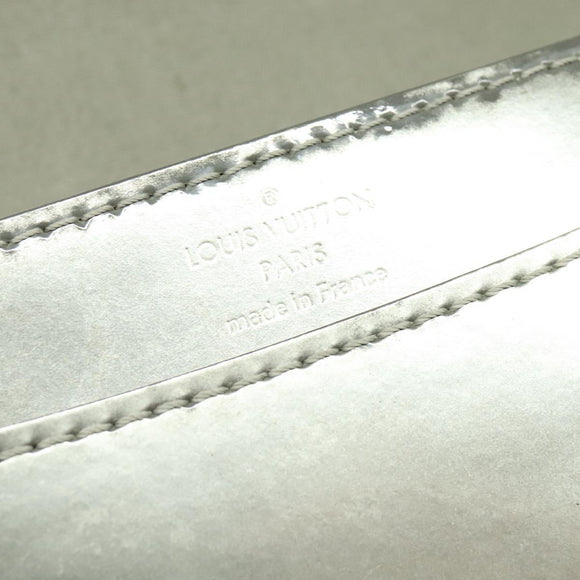 LOUIS VUITTON Vernis Pochette Louise PM Clutch Bag Silver LV Auth BD1178