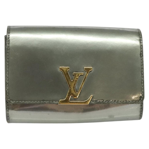 LOUIS VUITTON Vernis Pochette Louise PM Clutch Bag Silver LV Auth BD1178