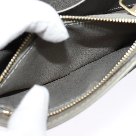 LOUIS VUITTON Vernis Pochette Louise PM Clutch Bag Silver LV Auth BD1178A