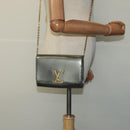 LOUIS VUITTON Vernis Pochette Louise PM Clutch Bag Silver LV Auth BD1178A-23