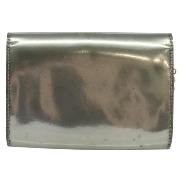 LOUIS VUITTON Vernis Pochette Louise PM Clutch Bag Silver LV Auth BD1178A