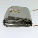 LOUIS VUITTON Vernis Pochette Louise PM Clutch Bag Silver LV Auth BD1178-4
