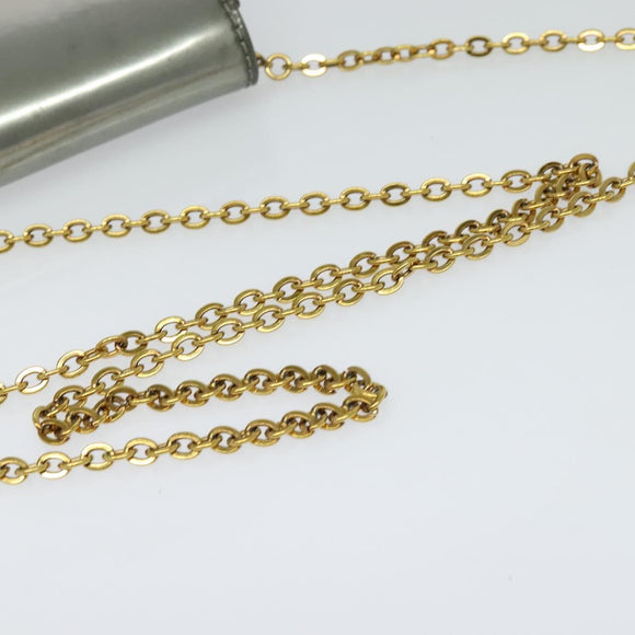 LOUIS VUITTON Vernis Pochette Louise PM Clutch Bag Silver LV Auth BD1178