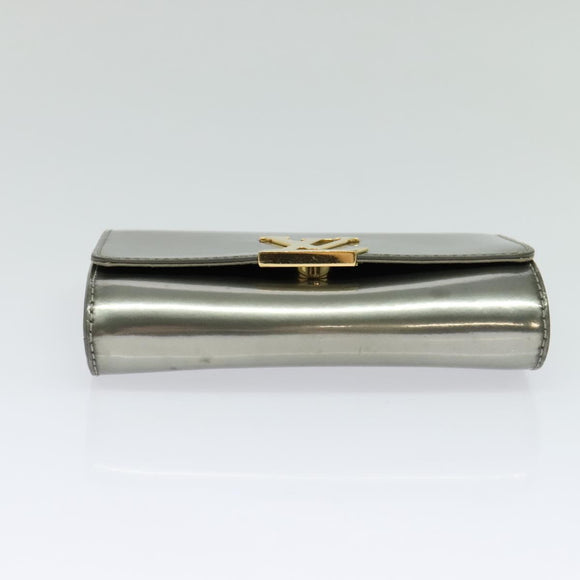 LOUIS VUITTON Vernis Pochette Louise PM Clutch Bag Silver LV Auth BD1178A