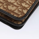 Christian Dior Trotter Canvas Chain Shoulder Bag Brown Gold Auth BD118-17