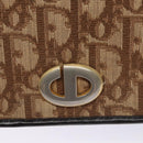Christian Dior Trotter Canvas Chain Shoulder Bag Brown Gold Auth BD118-19