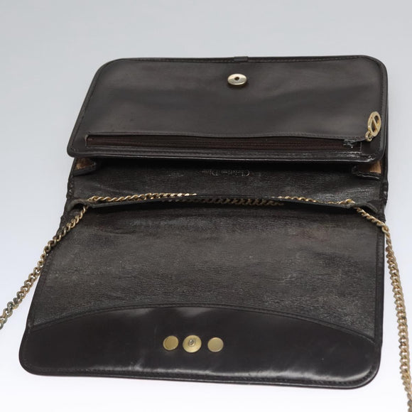 Christian Dior Trotter Canvas Chain Shoulder Bag Brown Gold Auth BD118