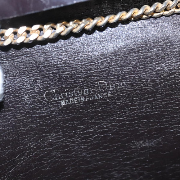 Christian Dior Trotter Canvas Chain Shoulder Bag Brown Gold Auth BD118