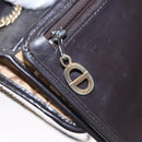 Christian Dior Trotter Canvas Chain Shoulder Bag Brown Gold Auth BD118-24