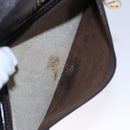 Christian Dior Trotter Canvas Chain Shoulder Bag Brown Gold Auth BD118-12