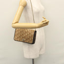 Christian Dior Trotter Canvas Chain Shoulder Bag Brown Gold Auth BD118-25
