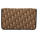 Christian Dior Trotter Canvas Chain Shoulder Bag Brown Gold Auth BD118-2