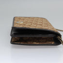 Christian Dior Trotter Canvas Chain Shoulder Bag Brown Gold Auth BD118-4