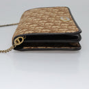 Christian Dior Trotter Canvas Chain Shoulder Bag Brown Gold Auth BD118-5