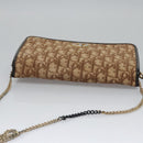 Christian Dior Trotter Canvas Chain Shoulder Bag Brown Gold Auth BD118-7