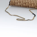 Christian Dior Trotter Canvas Chain Shoulder Bag Brown Gold Auth BD118-8