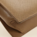 Salvatore Ferragamo Gancini Hand Bag Leather 2way Beige Silver Auth BD1190-11