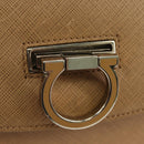 Salvatore Ferragamo Gancini Hand Bag Leather 2way Beige Silver Auth BD1190-20