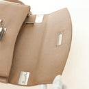 Salvatore Ferragamo Gancini Hand Bag Leather 2way Beige Silver Auth BD1190-21