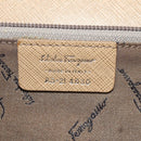 Salvatore Ferragamo Gancini Hand Bag Leather 2way Beige Silver Auth BD1190-23