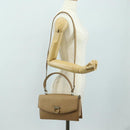 Salvatore Ferragamo Gancini Hand Bag Leather 2way Beige Silver Auth BD1190-29