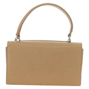 Salvatore Ferragamo Gancini Hand Bag Leather 2way Beige Silver Auth BD1190-3