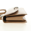 Salvatore Ferragamo Gancini Hand Bag Leather 2way Beige Silver Auth BD1190-4