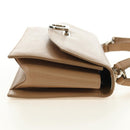 Salvatore Ferragamo Gancini Hand Bag Leather 2way Beige Silver Auth BD1190-6