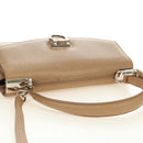 Salvatore Ferragamo Gancini Hand Bag Leather 2way Beige Silver Auth BD1190-7