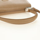 Salvatore Ferragamo Gancini Hand Bag Leather 2way Beige Silver Auth BD1190-8