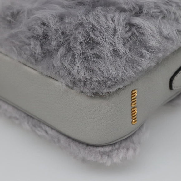 Miu Miu Shoulder Bag Leather Gray Auth BD1196AV