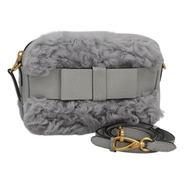 Miu Miu Shoulder Bag Leather Gray Auth BD1196AV
