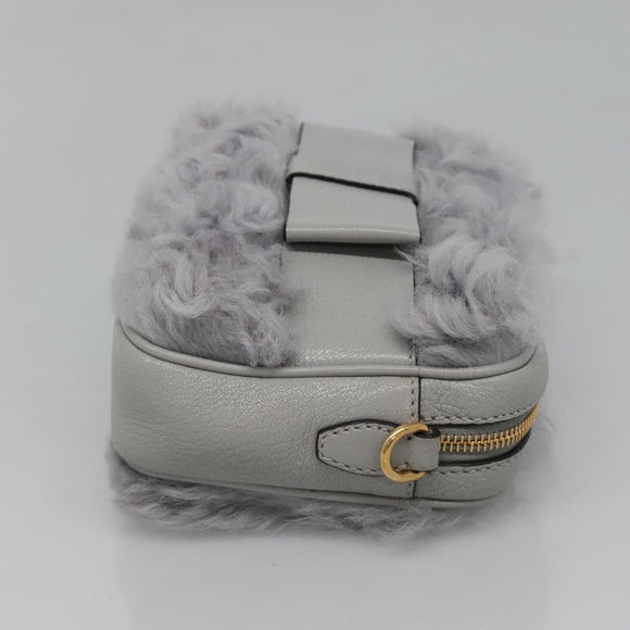Miu Miu Shoulder Bag Leather Gray Auth BD1196V