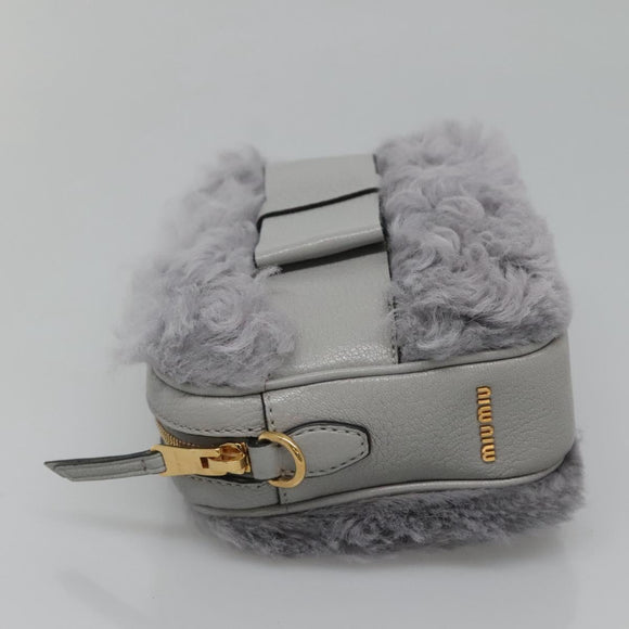 Miu Miu Shoulder Bag Leather Gray Auth BD1196V