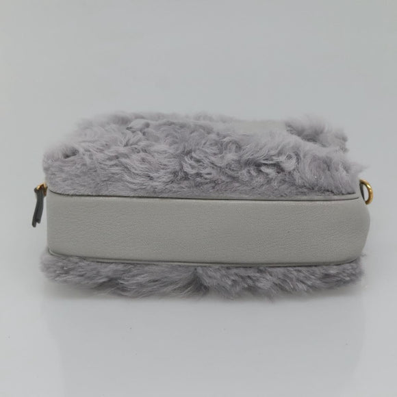 Miu Miu Shoulder Bag Leather Gray Auth BD1196AV