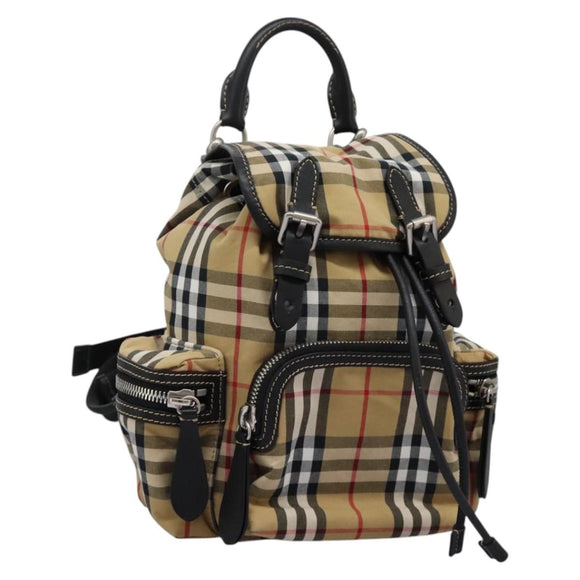 BURBERRY Nova Check Backpack Canvas Beige Auth BD1199V