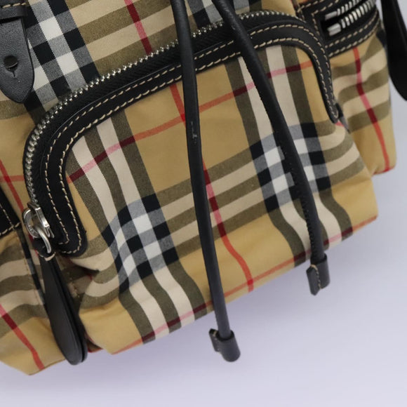 BURBERRY Nova Check Backpack Canvas Beige Auth BD1199V