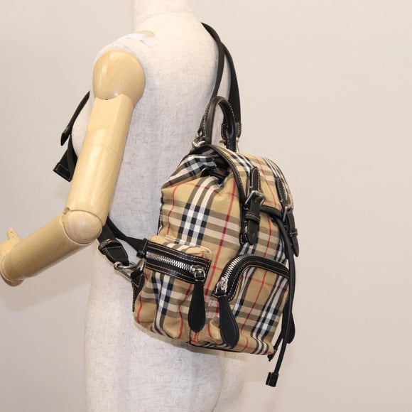 BURBERRY Nova Check Backpack Canvas Beige Auth BD1199V