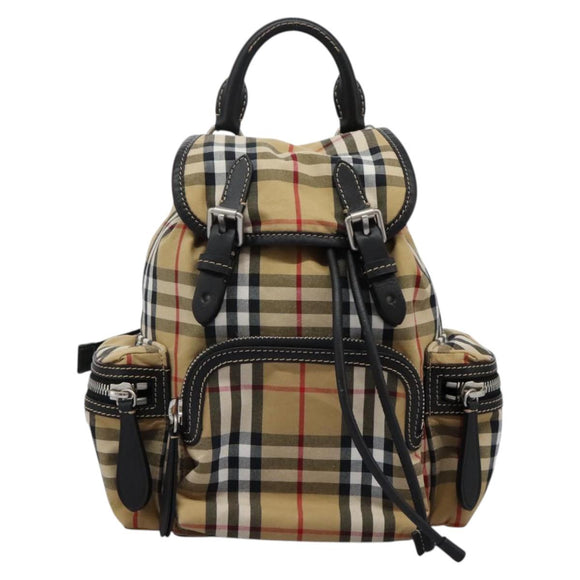 BURBERRY Nova Check Backpack Canvas Beige Auth BD1199V