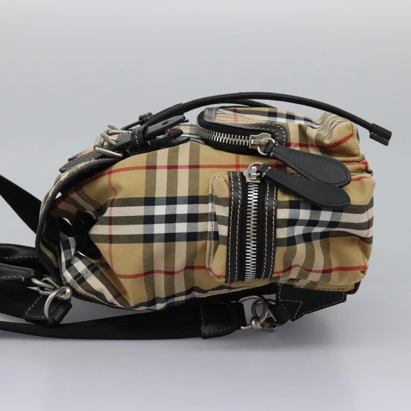 BURBERRY Nova Check Backpack Canvas Beige Auth BD1199V
