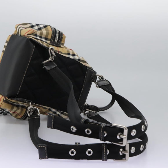 BURBERRY Nova Check Backpack Canvas Beige Auth BD1199V