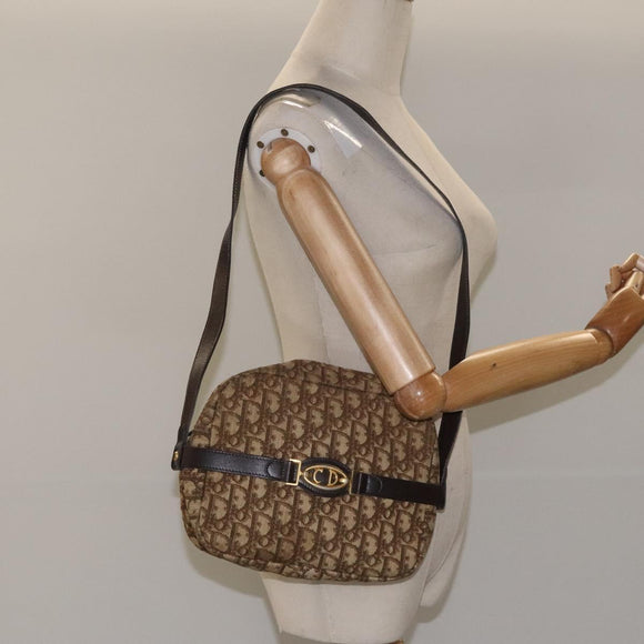 Christian Dior Trotter Canvas Shoulder Bag Brown Auth BD120
