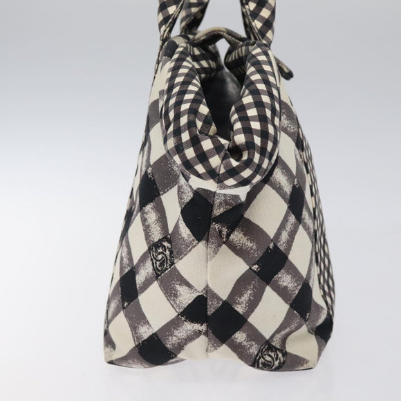 CHANEL Hand Bag Canvas Black CC Auth BD1200