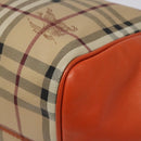 BURBERRY Nova Check Tote Bag PVC Leather Beige Orange gold Auth BD121-9
