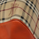 BURBERRY Nova Check Tote Bag PVC Leather Beige Orange gold Auth BD121-16